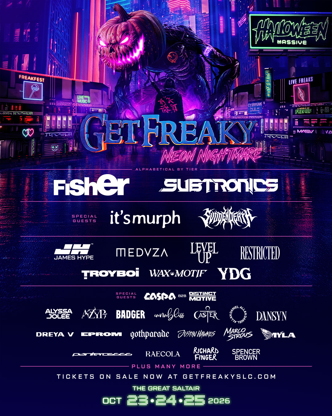 Get Freaky 2026 - Neon Nightmare. Oct 23-24-25, The Great Saltair.